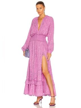HEMANT & NANDITA Women’s Size Small Cotton “Mavi” Maxi Dress in Orchid